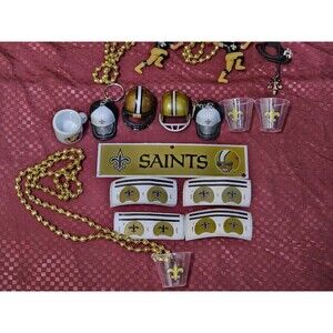 New Orleans Saints Lot Of 16, Stickers, Mini Helmets, Necklaces And Keychain